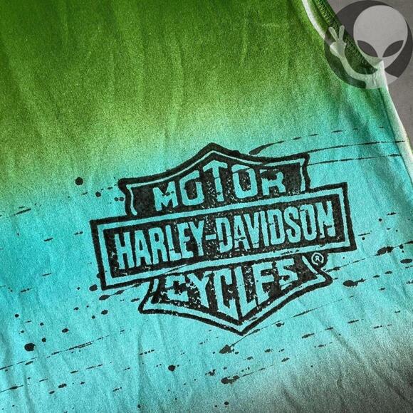 Harley Davidson Tank Top large green gradient vintage biker - Picture 4 of 8